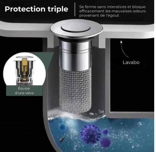 Bouchon de vidange universel (évier, salle de bain...)